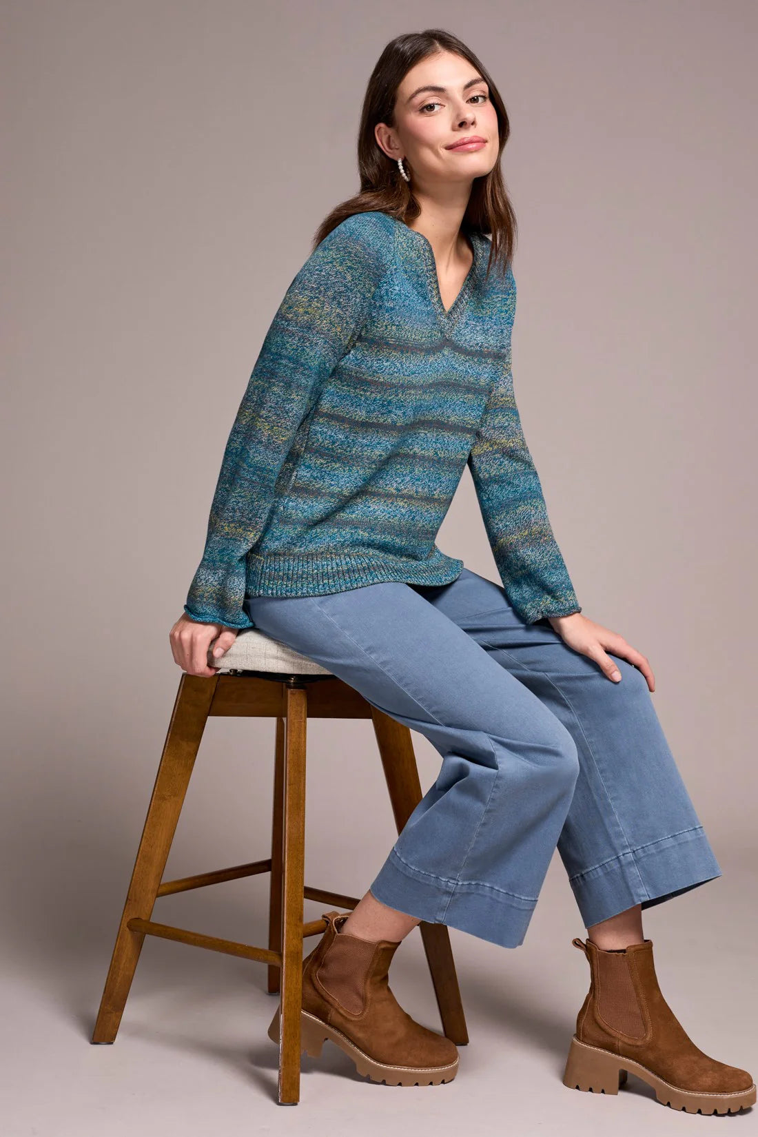 Combed Cotton V-Neck Sweater. Style TR2374O-576