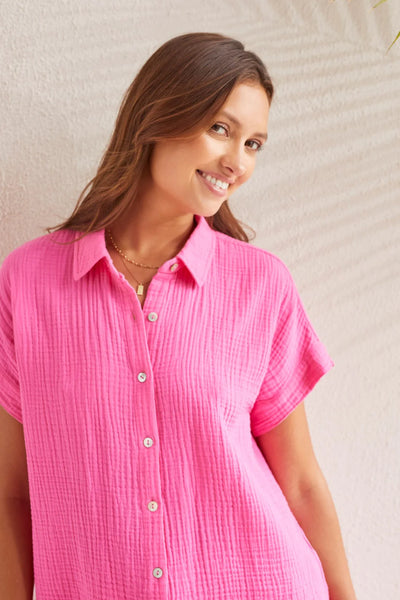 Cotton Gauze Button Up Shirt. Style TR5345O-4555