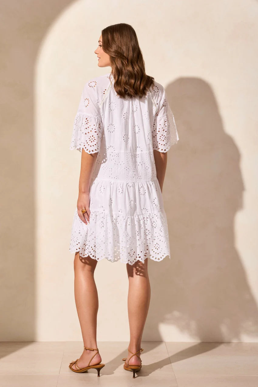 Eyelet Tiered Cotton Swing Dress. Style TR5852O-5333