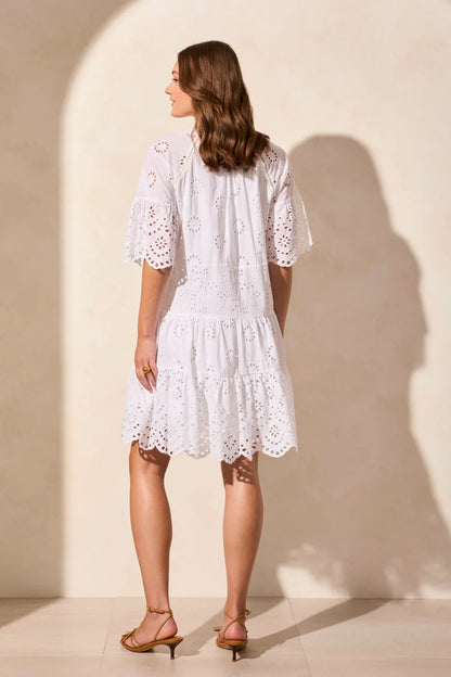 Eyelet Tiered Cotton Swing Dress. Style TR5852O-5333
