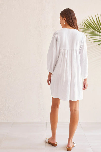 Cotton Gauze Puff Sleeve Dress. Style TR5344O-4555