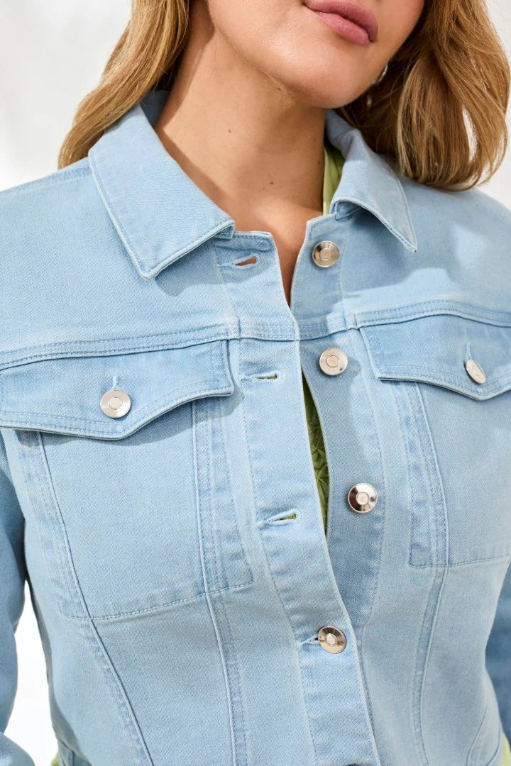 Cropped Button Front Denim Jacket. Style TR6150O-4960