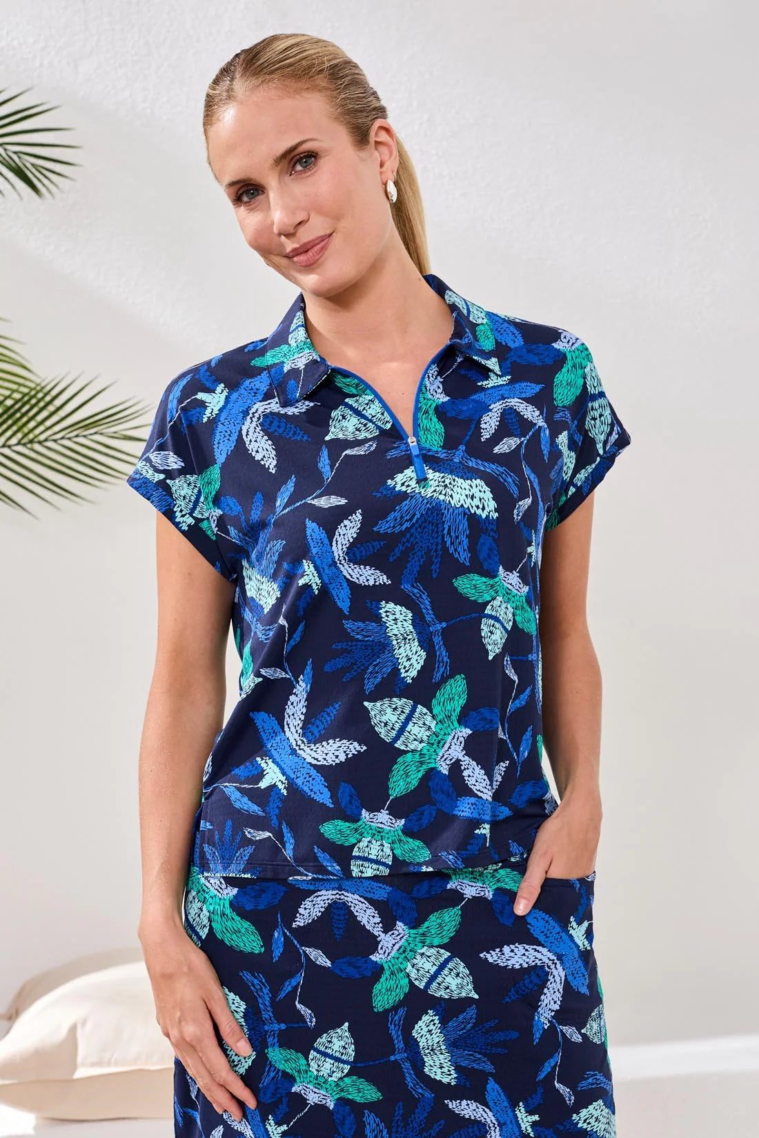 UPF 50+ High Performance Dolman Zip-Front Sport Top. Style TR2090O-3024