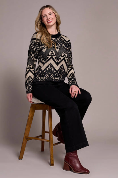 Double-Knit Eyelash Yarn Crew Neck Sweater. Style TR2357O-8341