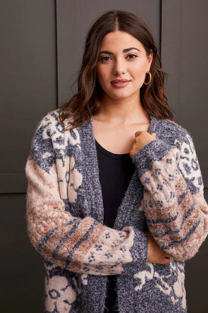 Double Knit Jacquard Sweatre Cardigan. Style TR1975O-8083