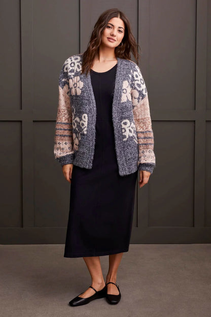 Double Knit Jacquard Sweatre Cardigan. Style TR1975O-8083