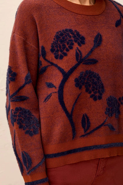 Eyelash Embroidered Long Sleeve Mock Neck Knit Sweater. Style TR3151O-8485