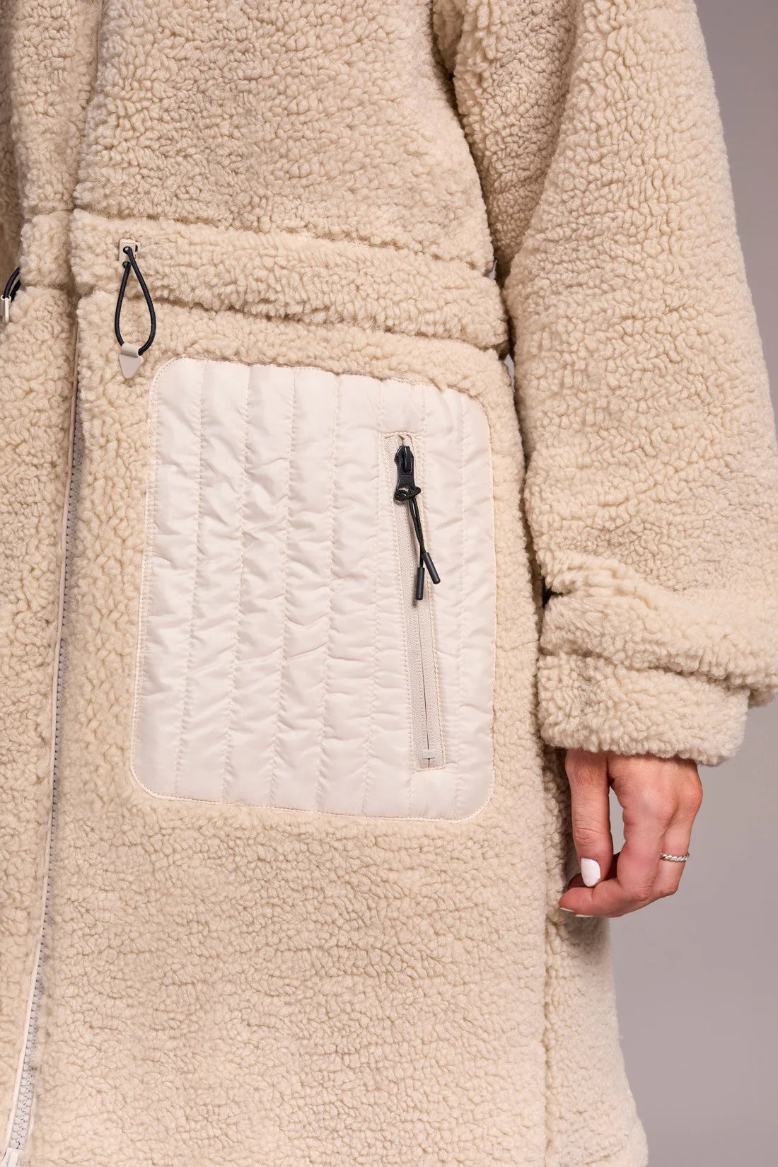 Sherpa Hooded & Elastic Waist Jacket. Style TR2271O-8279