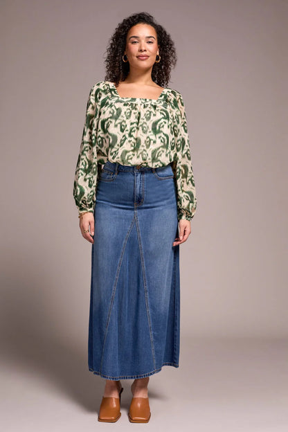 Flowy Long Denim Skirt. Style TR5936O-4390