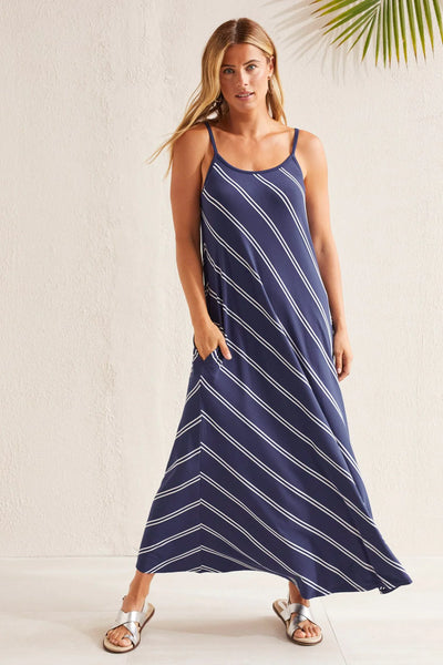 Jersey Knit Striped Maxi Dress. Style TR1301O-3730