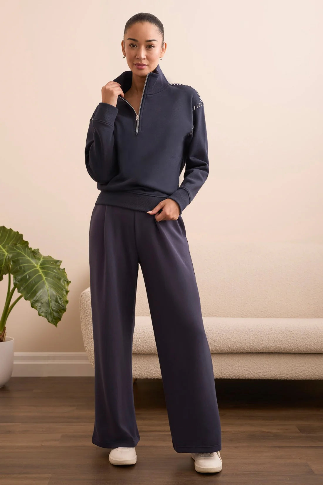 Funnel Neck & Cross Stitched Shoulders Top. Style TR2339O-8327