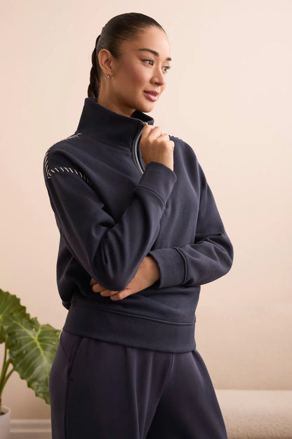 Funnel Neck & Cross Stitched Shoulders Top. Style TR2339O-8327