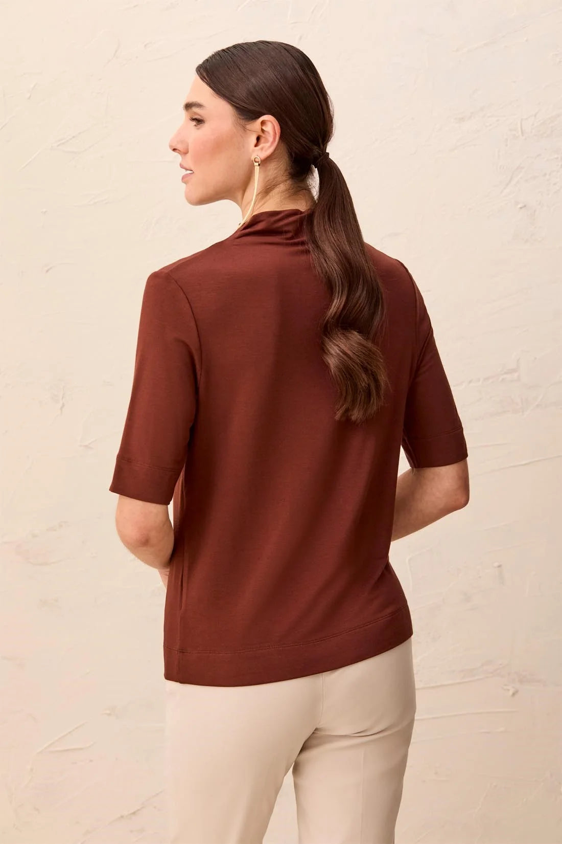 Funnel Neck Short Sleeve Top. Style TR6300O-2422