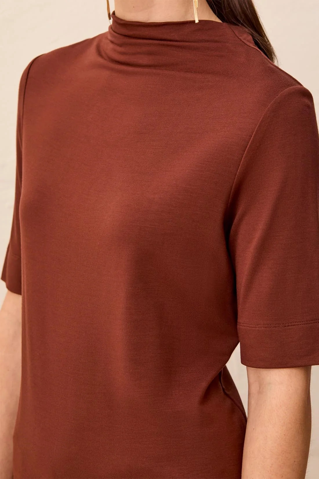 Funnel Neck Short Sleeve Top. Style TR6300O-2422