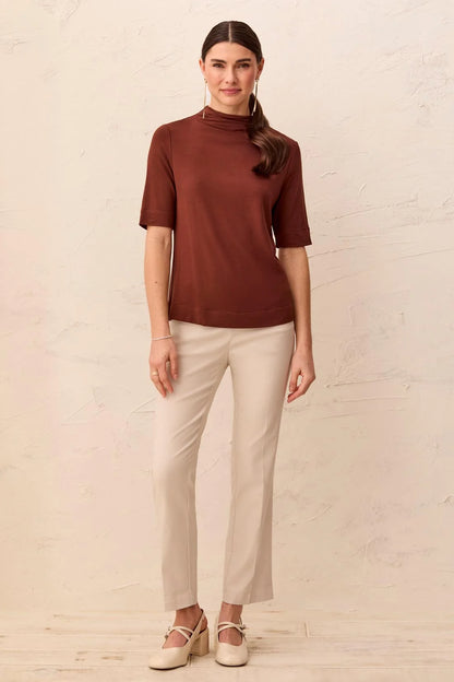 Funnel Neck Short Sleeve Top. Style TR6300O-2422
