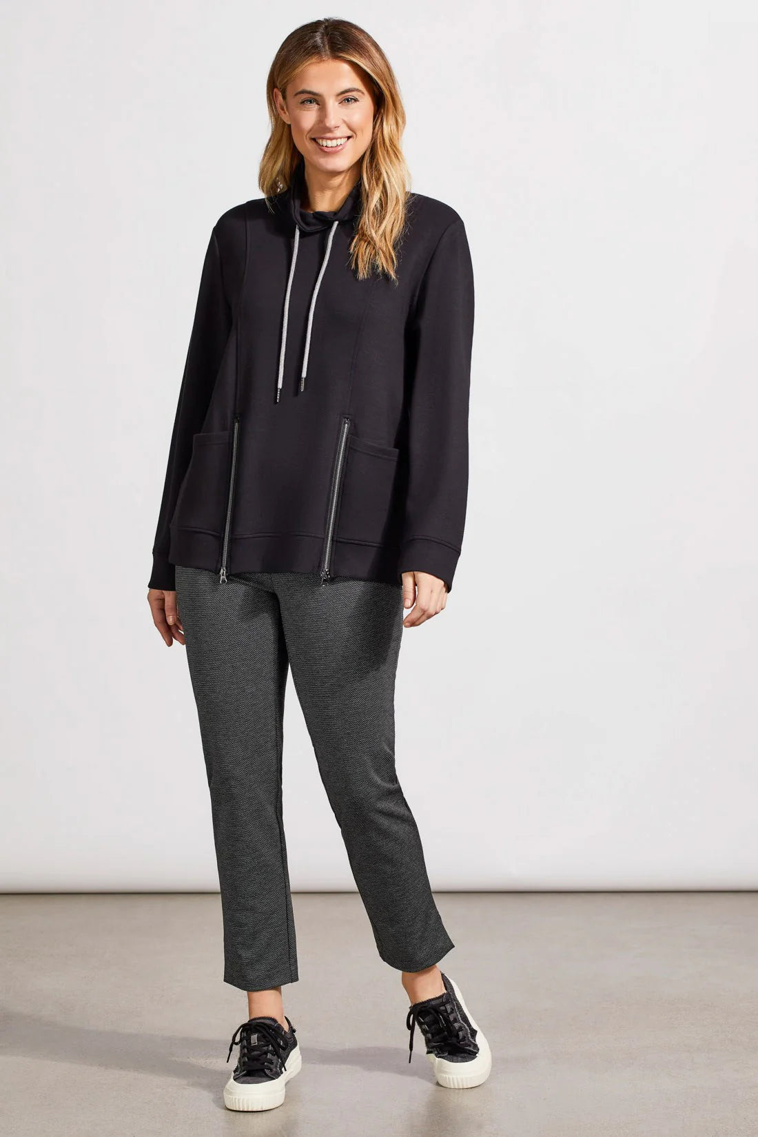 Soft Funnel Neck Zip Detail Top. Style TR1875O-3390