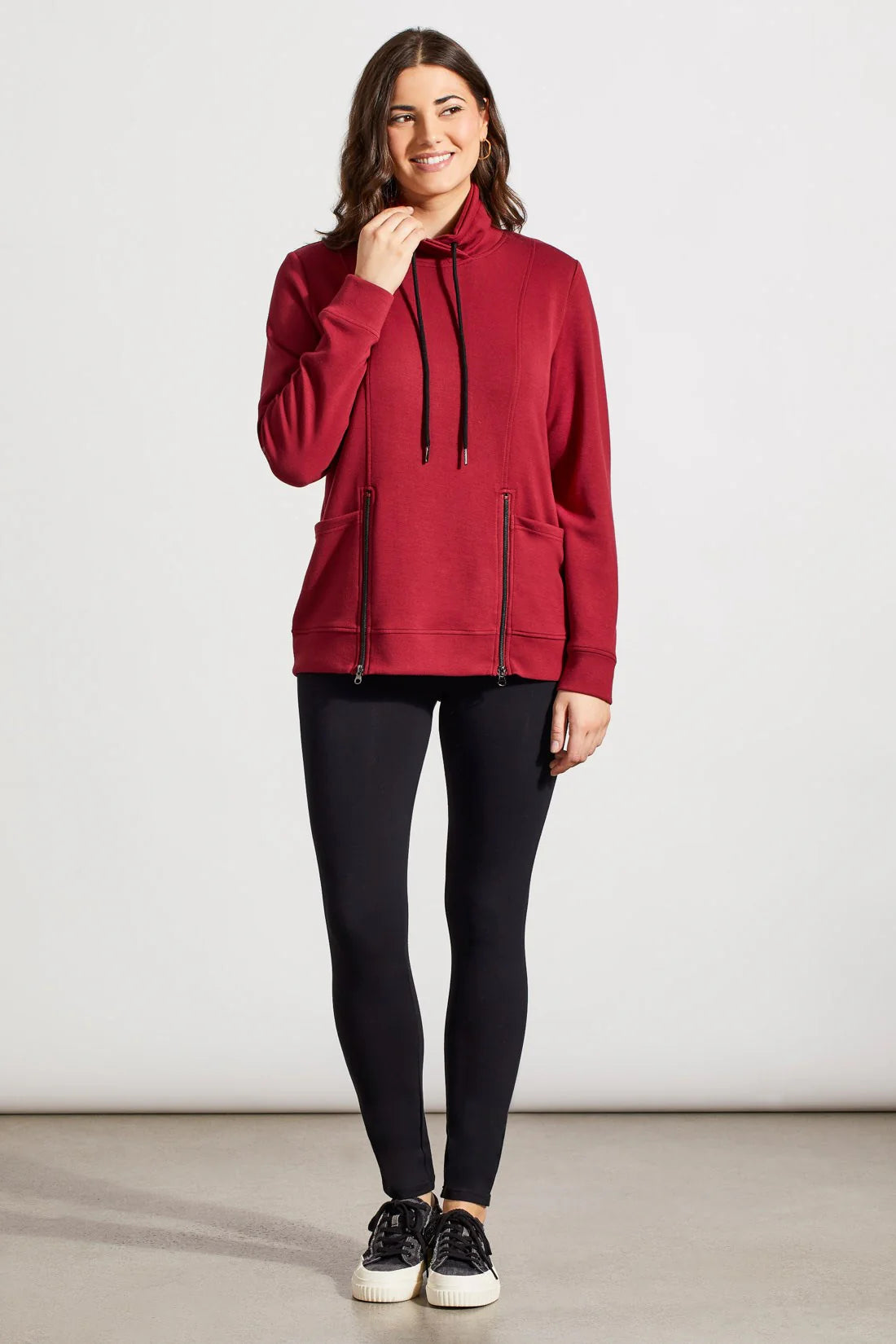 Soft Funnel Neck Zip Detail Top. Style TR1875O-3390