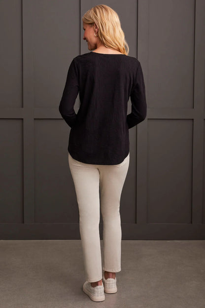 Jacquard Knit Top with Curved Hem. Style TR1933O-8036