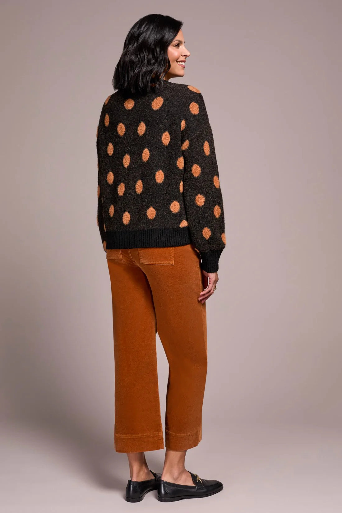 Knit Eyelash Crew Neck Polka-Dot Sweater. Style TR2297O-8356