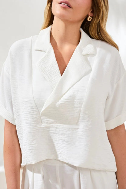Airflow Draped Lapel Collar Blouse. Style TR5739O-4835