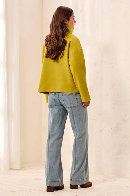 Lofty Knit Funnel Neck Button Front Jacket. Style TR6343O-5847