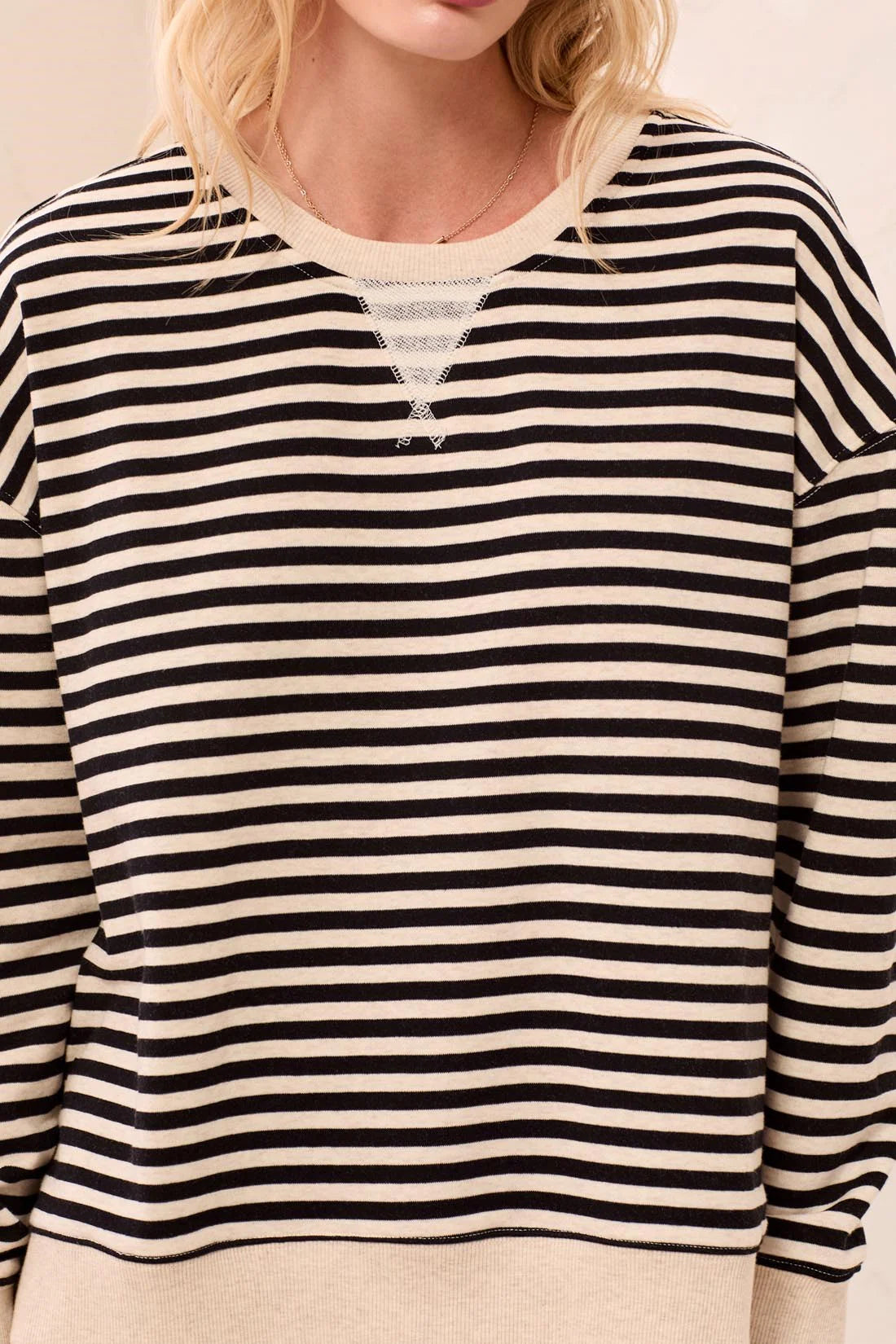 Long Sleeve Crew Neck Drop Shoulder Knit Top. Style TR2487O-8509