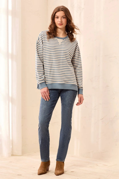 Long Sleeve Crew Neck Drop Shoulder Knit Top. Style TR2487O-8509