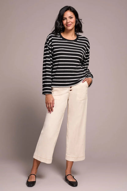 Long Sleeve Crew Neck Striped Top. Style TR2343O-8340