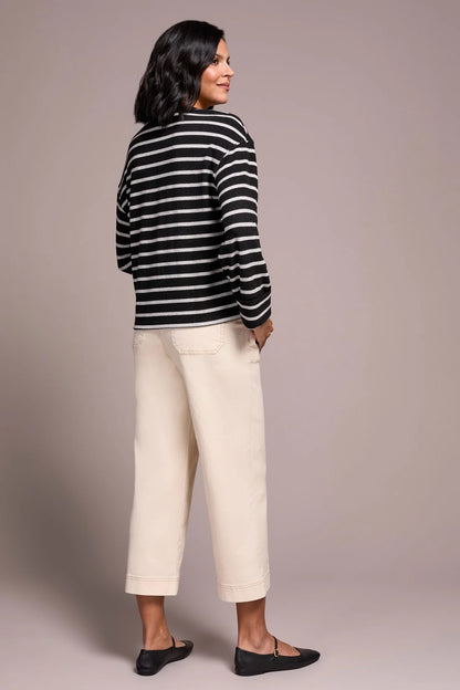 Long Sleeve Crew Neck Striped Top. Style TR2343O-8340