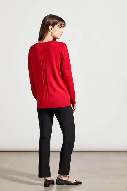 V-Neck Cable Knit Detail Sweater. Style TR1924O-133