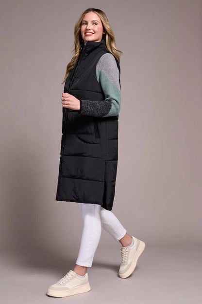Long Zip Front Quilted Vest. Style TR2314O-3823