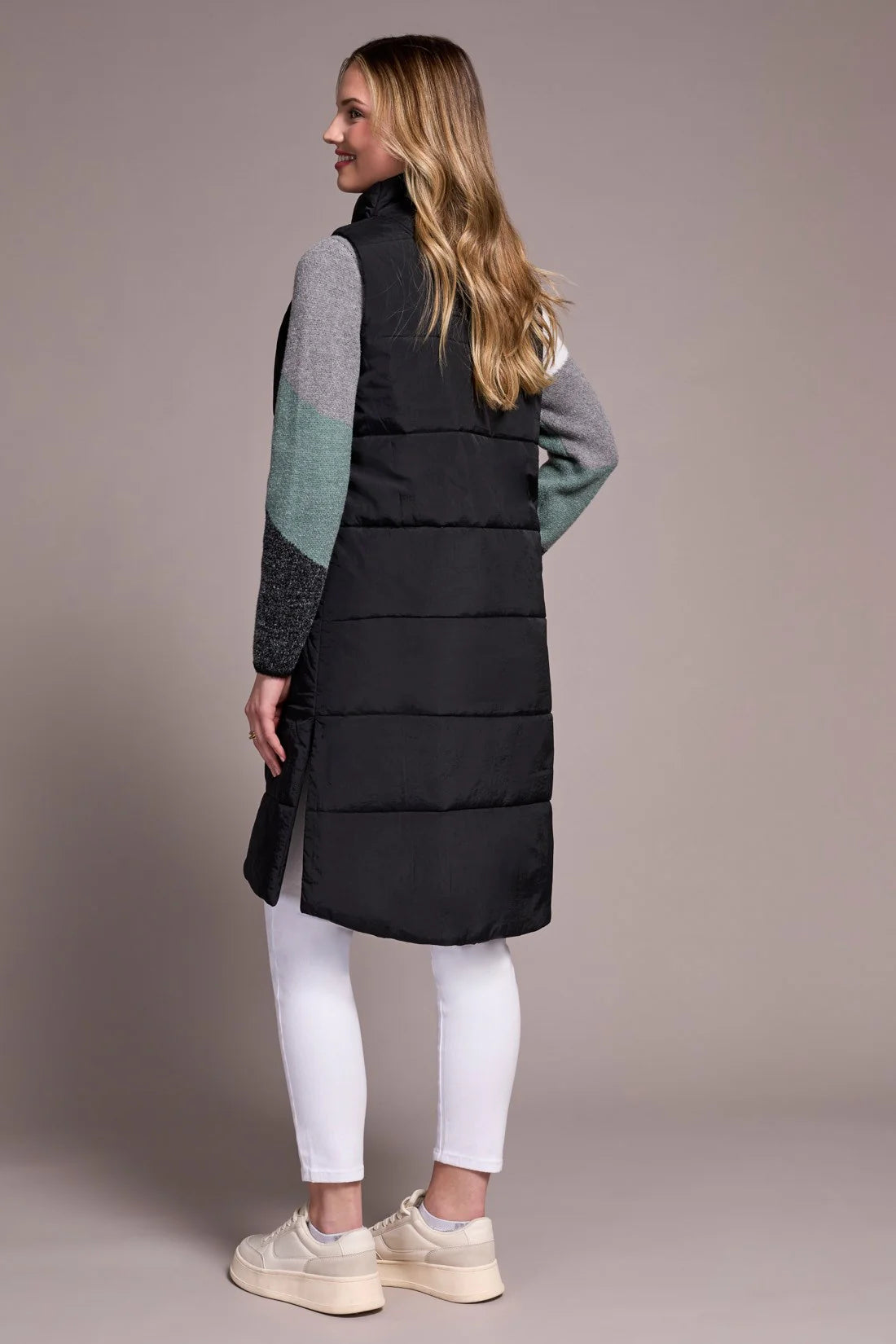 Long Zip Front Quilted Vest. Style TR2314O-3823