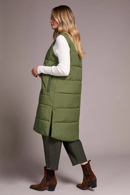 Long Zip Front Quilted Vest. Style TR2314O-3823