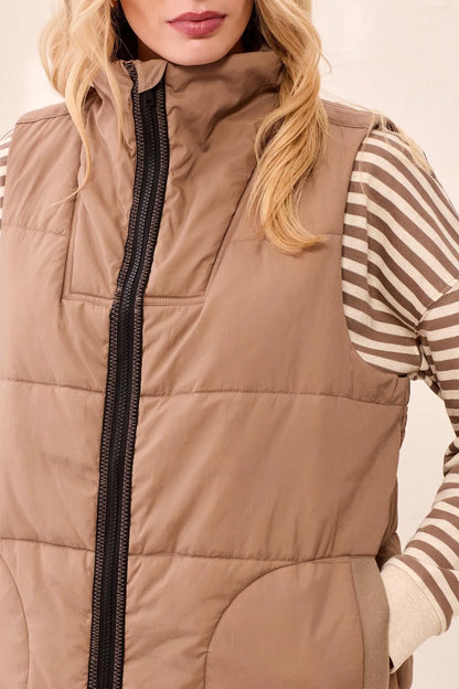Long Zip-Front Quilted Vest. Style TR2314O-3823