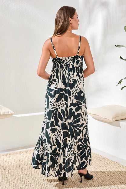 Tiered Smocked Back Spaghetti Strap Maxi Dress. Style TR954O-4716