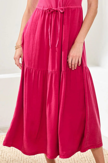 Mixed Media Sleeveless Maxi Dress. Style TR5776O-5248