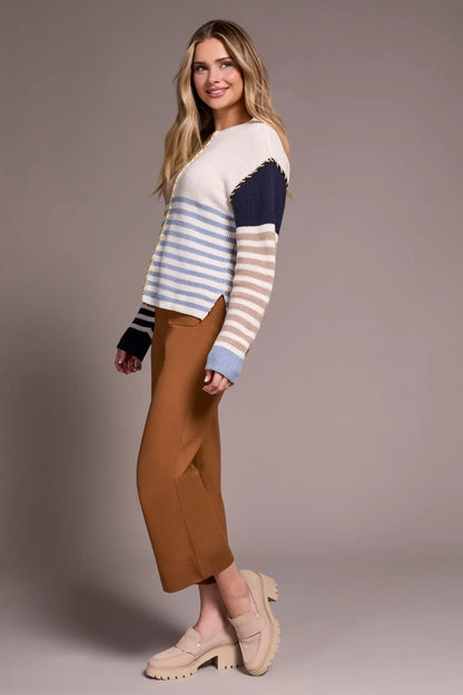 Colour Block & Multi Colour Stripe Sweater. Style TR2338O-8077