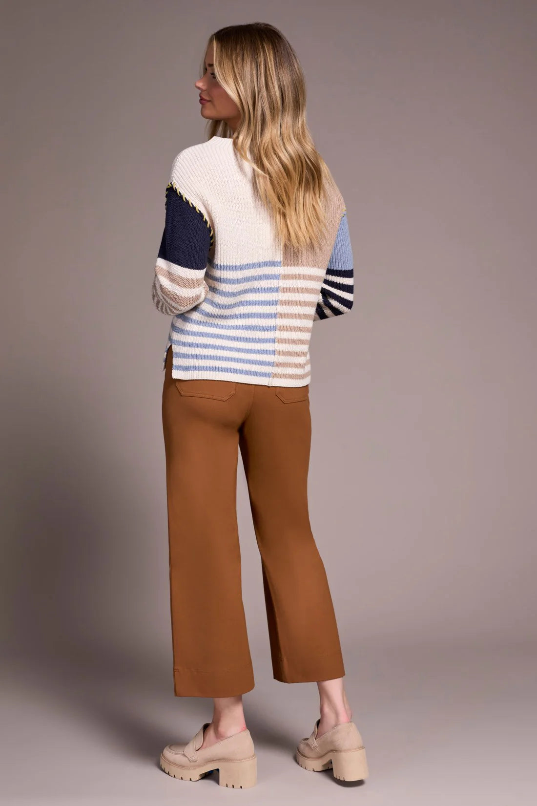 Colour Block & Multi Colour Stripe Sweater. Style TR2338O-8077