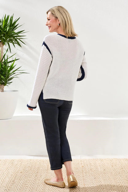 Notch Collar Tassel Tie Sweater. Style TR3033O-576