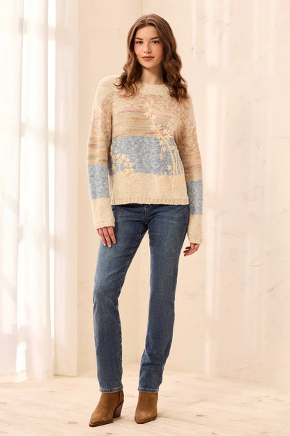 Novelty Knit Embroidered Long Sleeve Sweater. Style TR3194O-8495