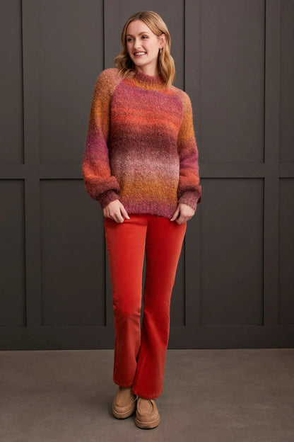 Ombre Bouclé Mock Neck Sweater. Style TR1942O-3963