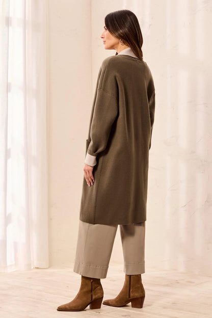 Open Front Patch Pockets Coatigan. Style TR1523O-3115