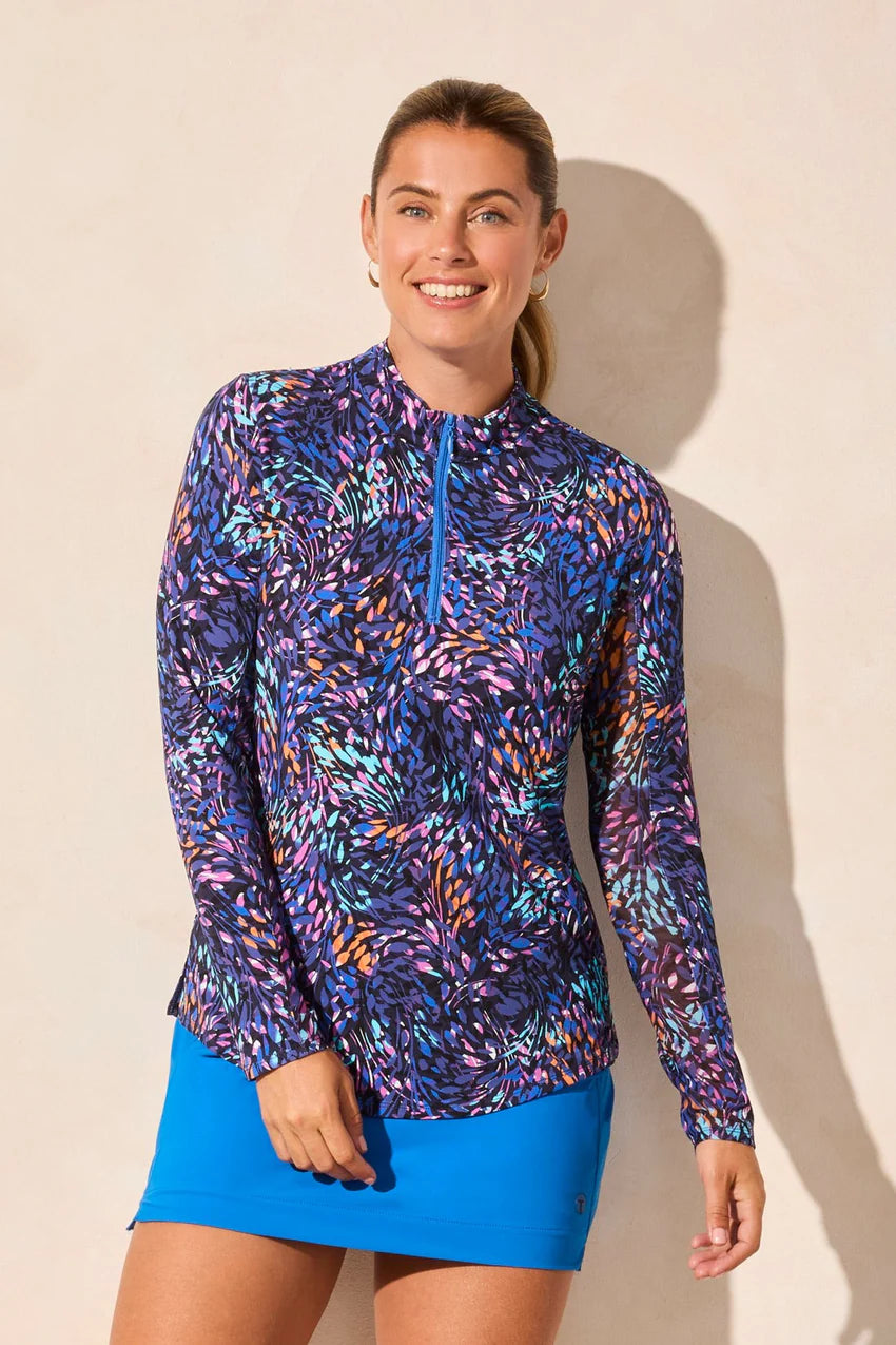 Performance UPF 50+ 1/4 Zip Printed Top. Style TR1410O-3024