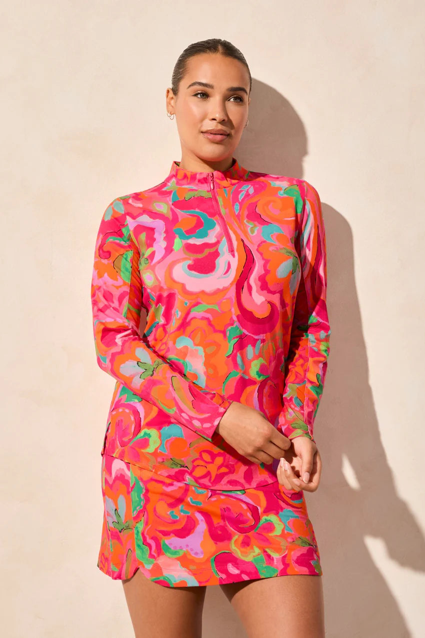 Performance UPF 50+ 1/4 Zip Printed Top. Style TR1410O-3024
