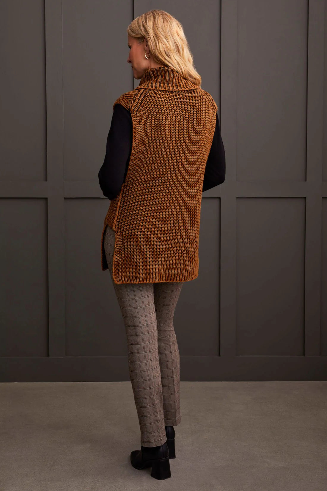 Plaited Turtle Neck Sleeveless Sweater. Style TR1555O-3819