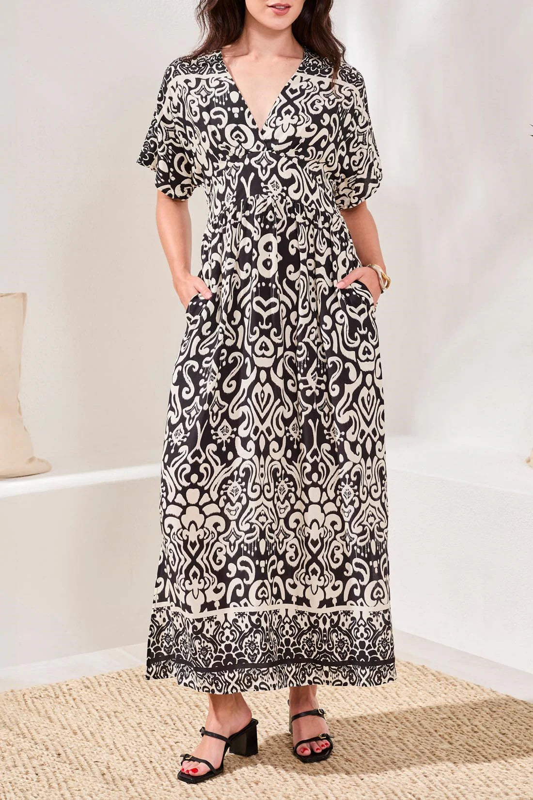 V-Neck Empire Waist Maxi Dress. Style TR952O-3880 – PackersFashion