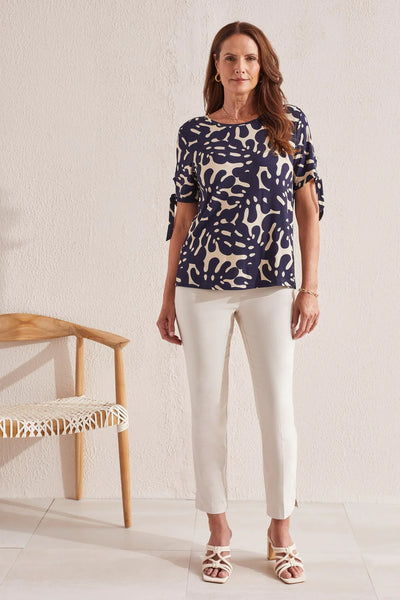 Tie Sleeve Printed Top. Style TR1785O-3457