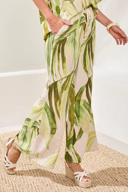 Tropical Print Pin Tuck Pull-On Pant. Style TR3070O-8393