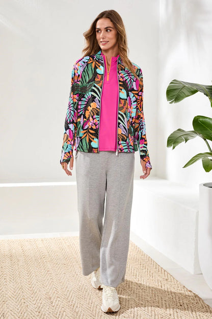UPF 50+ High Performance Mesh Mock-Neck Zip-Up Cardigan. Style TR1817O-3024