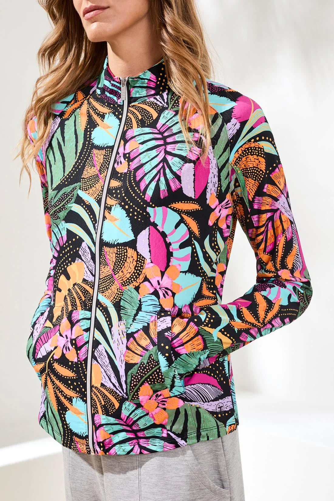 UPF 50+ High Performance Mesh Mock-Neck Zip-Up Cardigan. Style TR1817O-3024